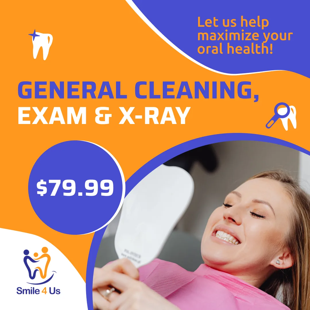 Promoción limpieza, examen y radiografía